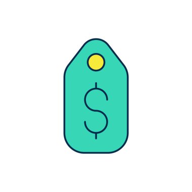 Beyaz arka planda izole edilmiş dolar simgesiyle Price etiketi doldurulmuş. Rozet fiyatına. Dolar sembollü indirim. Reklam etiketi indirimi. Vektör