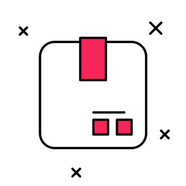 Doldurulmuş karton kutu simgesi beyaz arkaplanda izole edildi. Kutu, paket, paket işareti. Teslimat ve ambalaj. Vektör