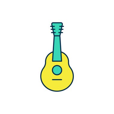 Doldurulmuş Gitar simgesi beyaz arkaplanda izole edildi. Akustik gitar. Telli müzik aleti. Vektör