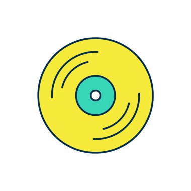 Doldurulmuş Vinil disk simgesi beyaz arkaplanda izole edildi. Vektör