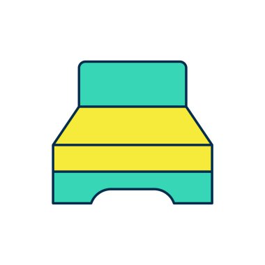 Beyaz arka planda izole edilmiş iki ya da bir kişi için büyük yatak. Vektör