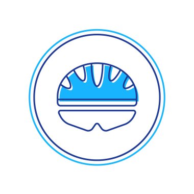 Beyaz arkaplanda izole edilmiş ana hatlı bisiklet başlığı simgesi. Olağanüstü bir spor. Spor malzemeleri. Vektör