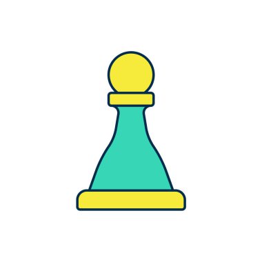 Doldurulmuş satranç simgesi beyaz arkaplanda izole edildi. İş stratejisi. Oyun, yönetim, finans. Vektör