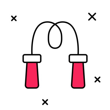 Beyaz arkaplanda izole edilmiş ana hatlı atlama ipi simgesi. İp atlıyorum. Spor malzemeleri. Vektör