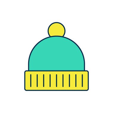 Beyaz arkaplanda izole edilmiş kış şapkası simgesi. Vektör