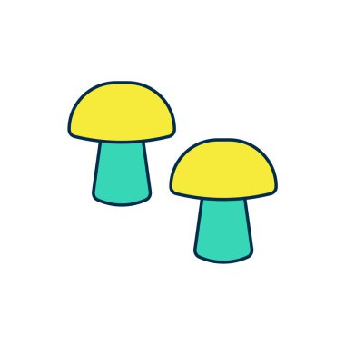 Beyaz arkaplanda izole edilmiş ana hatlı mantar ikonu. Vektör