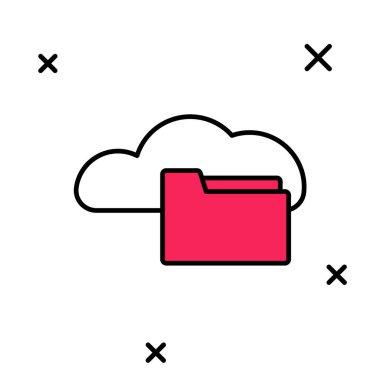 Doldurulmuş ana hat Bulut veya çevrimiçi kütüphane simgesi beyaz arkaplanda izole edildi. İnternet eğitimi ya da uzak mesafe eğitimi. Vektör