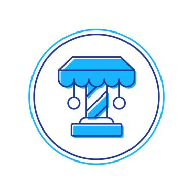 Beyaz arkaplanda izole edilmiş ana hatlı atlıkarınca simgesi. Eğlence parkı. Çocuklar için eğlence parkı, eğlence parkı. Vektör