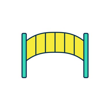 Ana hatları doldurulmuş oyun alanı çocuk köprüsü simgesi beyaz arkaplanda izole edilmiş. Vektör