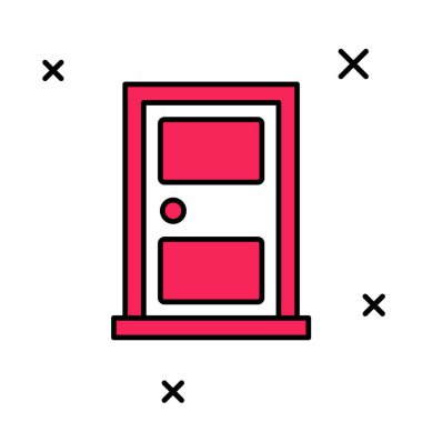 Doldurulmuş dış hat kapalı kapı simgesi beyaz arkaplanda izole edildi. Vektör