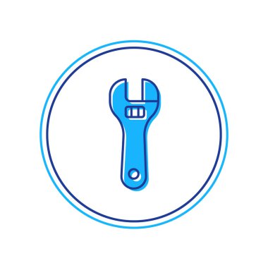 Doldurulmuş ana hatlı ayarlanabilir anahtar simgesi beyaz arkaplanda izole edildi. Vektör