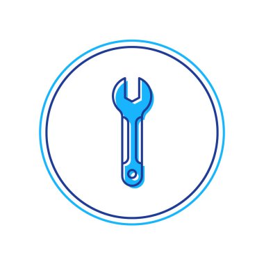 Doldurulmuş anahtar anahtarı simgesi beyaz arkaplanda izole edildi. Anahtar tamir aleti. Servis aracı sembolü. Vektör