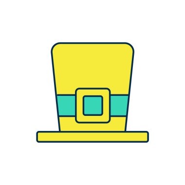 Beyaz arka planda izole edilmiş ana hatlı cüce şapka simgesi. Aziz Patrick gününüz kutlu olsun. Ulusal İrlanda bayramı. Vektör