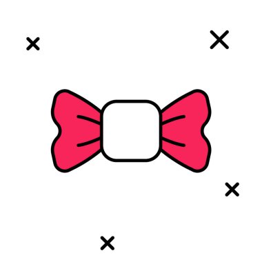 Doldurulmuş çizgili papyon simgesi beyaz arkaplanda izole edildi. Vektör