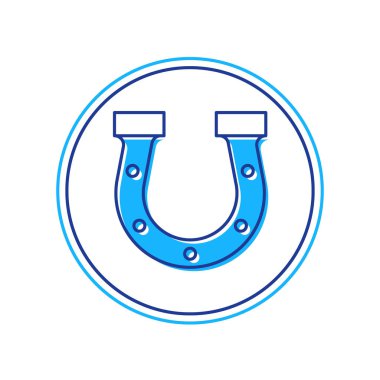 Beyaz arkaplanda izole edilmiş ana hatlı at nalı simgesi. Vektör