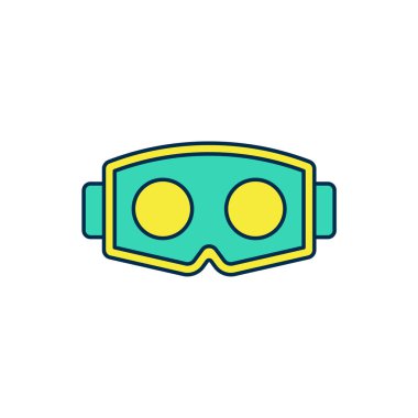 Doldurulmuş Sanal gerçeklik gözlüğü simgesi beyaz arkaplanda izole edilmiş. Stereoskopik 3D VR maskesi. Optik baş monte edildi. Vektör