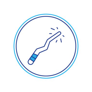 Doldurulmuş sihirli değnek simgesi beyaz arkaplanda izole edildi. Yıldız şeklinde sihirli aksesuar. Sihirli güç. Mutlu Cadılar Bayramı Partisi. Vektör
