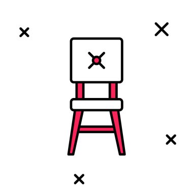 Beyaz arkaplanda izole edilmiş ana hatlı sandalye simgesi. Vektör