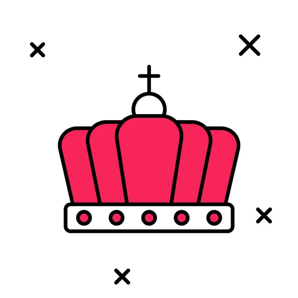 Esboço preenchido Rei ícone da coroa isolado no fundo branco. Vetor — Vetor de Stock