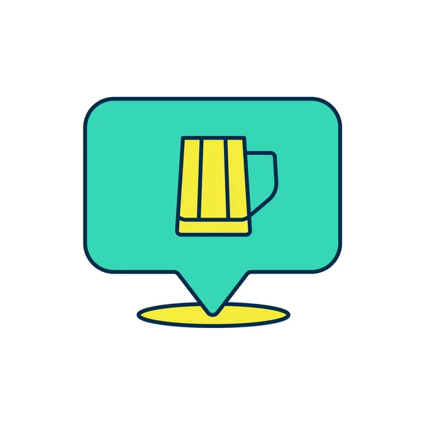 Fylld kontur Trä öl mugg ikon isolerad på vit bakgrund. Vektor — Stock vektor