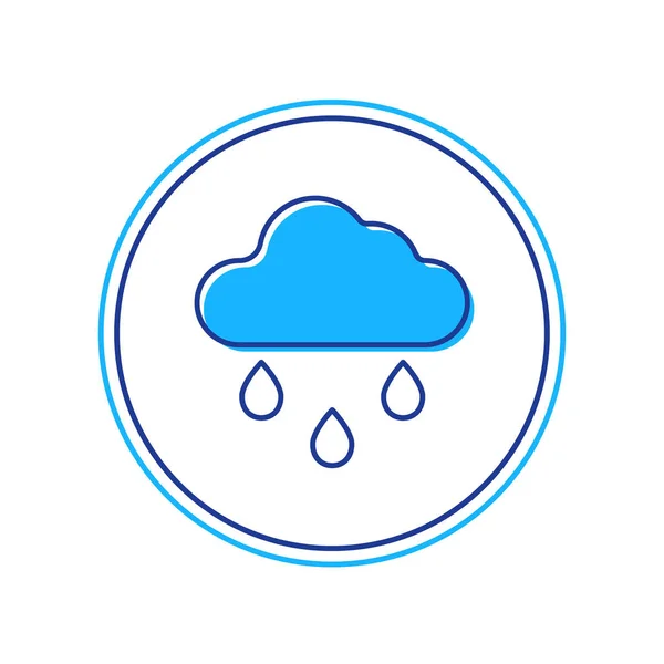 Gefüllte Umrisswolke mit Regensymbol auf weißem Hintergrund. Regenwolken mit Regentropfen. Vektor — Stockvektor