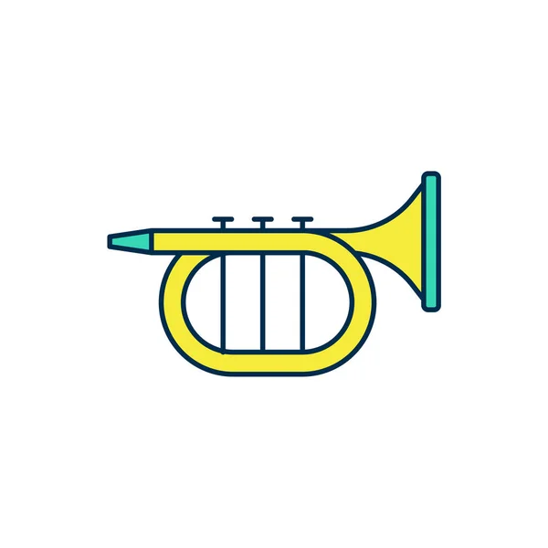 Icona a forma di tromba riempita isolata su sfondo bianco. Strumento musicale. Vettore — Vettoriale Stock