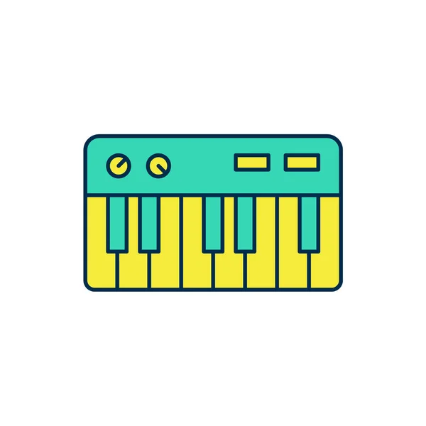 Filled outline Music synthesizer icon isolated on white background. Electronic piano. Vector — 图库矢量图片