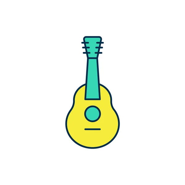 Gefüllte Umrisse Guitar icon isoliert auf weißem Hintergrund. Akustische Gitarre. Saiteninstrument. Vektor — Stockvektor