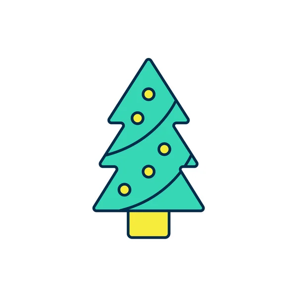 Esquema rellenado Árbol de Navidad con icono de decoraciones aislado sobre fondo blanco. Feliz Navidad y Feliz Año Nuevo. Vector — Archivo Imágenes Vectoriales