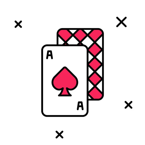 Filled outline Playing cards icon isolated on white background. Casino gambling. Vector — 图库矢量图片