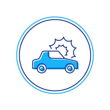 Doldurulmuş ana hatlı araba sigortası ikonu beyaz arka planda izole edilmiş. Sigorta konsepti. Güvenlik, güvenlik, koruma, konsept koruma. Vektör