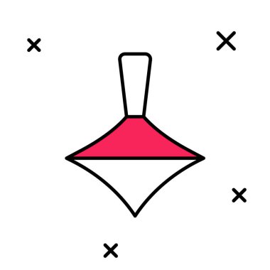 Doldurulmuş ana hatlı Whirligig oyuncak simgesi beyaz arkaplanda izole edildi. Vektör