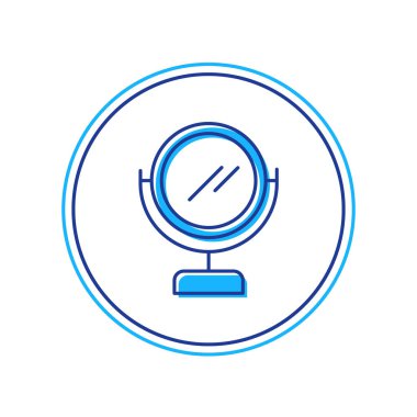 Doldurulmuş yuvarlak makyaj aynası ikonu beyaz arkaplanda izole edilmiş. Vektör