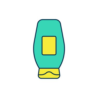 Beyaz arka planda izole edilmiş şampuan ikonu ana hatlarıyla dolu. Vektör