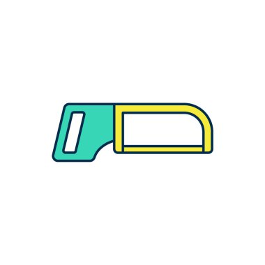 Doldurulmuş Demir Testere simgesi beyaz arkaplanda izole edildi. Tahta ve metal testeresi. Vektör