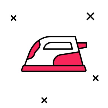 Beyaz zemin üzerinde izole edilmiş elektrik direği simgesi. Buhar ütüsü. Vektör