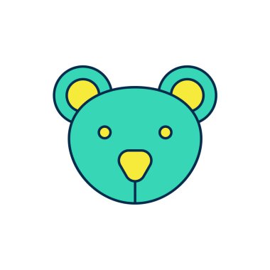 Doldurulmuş peluş oyuncak ikonu beyaz arka planda izole edilmiş. Vektör