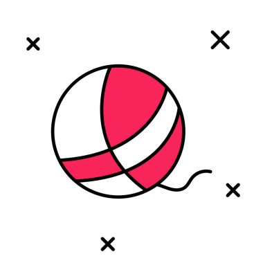 Doldurulmuş iplik topu simgesi beyaz arkaplanda izole edildi. El yapımı, örgü ya da terzi için etiket. Vektör