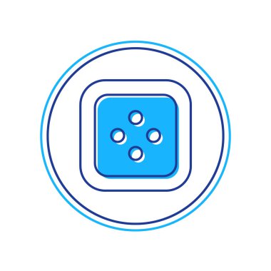 Beyaz arkaplanda izole edilmiş kıyafet simgesi için doldurulmuş ana hatlı dikiş düğmesi. Giysi düğmesi. Vektör