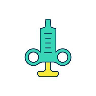 Doldurulmuş Şırınga simgesi beyaz arkaplanda izole edildi. Aşı için şırınga, aşı, iğne, grip aşısı. Tıbbi ekipman. Vektör