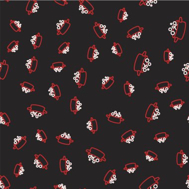 Çizgi Pişirme ikonu siyah arkaplanda izole edilmiş kusursuz desen. Haşlama ya da güveç besin sembolü. Vektör