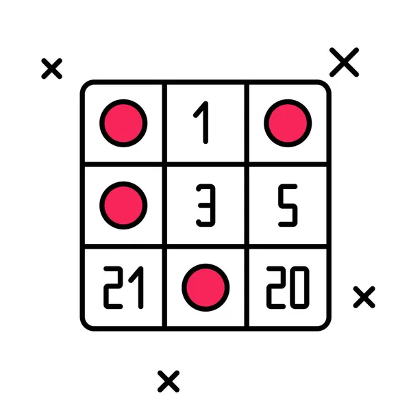 Cartão de Bingo esboço preenchido com números de sorte ícone isolado no fundo branco. Vetor — Vetor de Stock