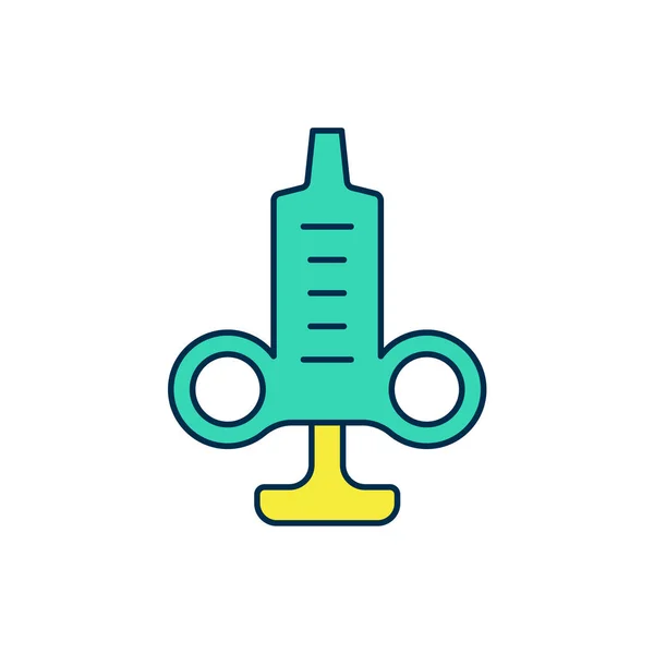 Gefüllte Umrisse Spritze Symbol isoliert auf weißem Hintergrund. Spritze für Impfstoff, Impfung, Injektion, Grippeimpfung. Medizinische Geräte. Vektor — Stockvektor