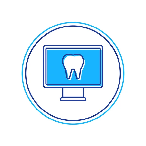 Wypełniony zarys Online ikona opieki stomatologicznej izolowane na białym tle. Centrum informacji stomatologicznej. Wektor — Wektor stockowy