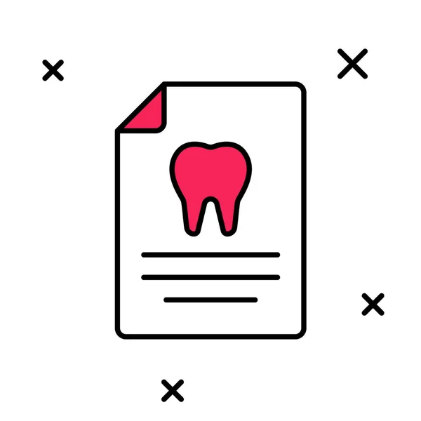 Gefüllte Umrisse Zwischenablage mit Zahnarztkarte oder Patientenakte Symbol isoliert auf weißem Hintergrund. Zahnzusatzversicherungen. Zahnklinikbericht. Vektor — Stockvektor