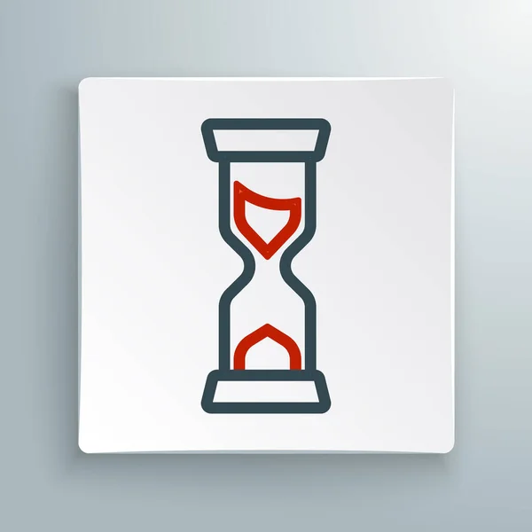 Linje Gamla timglas med flytande sand ikon isolerad på vit bakgrund. Sand klocka tecken. Affärs- och tidshanteringskoncept. Färgstarkt skisskoncept. Vektor — Stock vektor