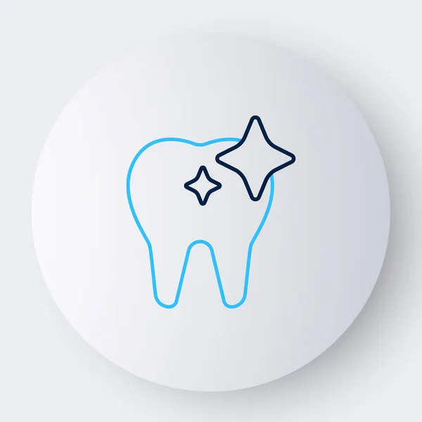 라인 투스 화이트 닝 컨셉 아이콘은 흰색 배경에서 분리되었다. 치아의 표상은 치과 병원이나 치과 의료 센터에서 볼 수있습니다. 화려 한 윤곽 개념. Vector — 스톡 벡터