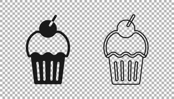 Black Muffin icon isolated on transparent background. Vector — 스톡 벡터