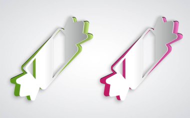 Kağıt kesiği Candy simgesi gri arkaplanda izole edilmiş. Mutlu Noeller ve mutlu yıllar. Kağıt sanatı tarzı. Vektör