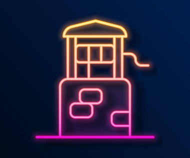 Parlayan neon hattı siyah arkaplanda izole edilmiş bir simge. Vektör